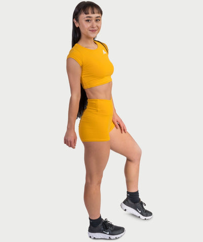Vera Scrunch Shorts – Dusk Yellow